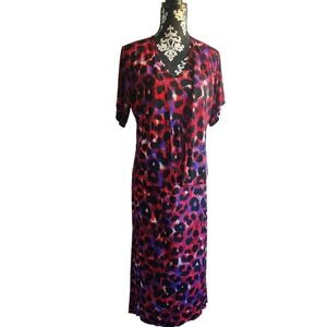 CSC Studio Leopard Print Dress Red Black Purple Women's Size S Made in USA‎